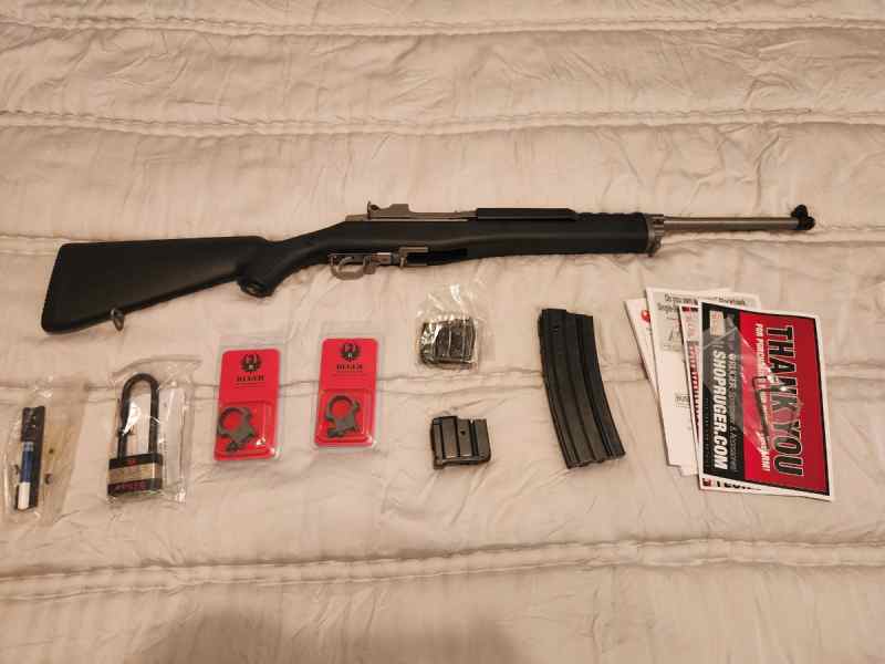 Stainless Ruger Mini 14 with extras