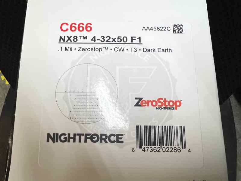 Nightforce NX8 4-32x50 F1 Dark Earth Illum Tremor3