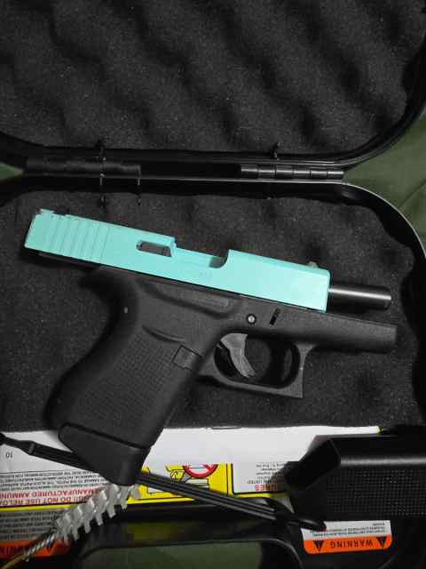 Glock 43 w/Tiffany Blue Slide